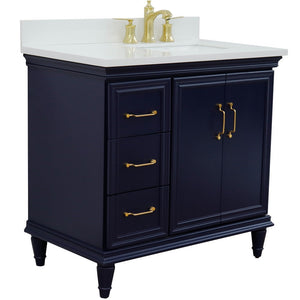 Bellaterra Blue 37" Single Vanity w/ Counter Top and Right Sink-Right Door 400800-37R-BU-WERR