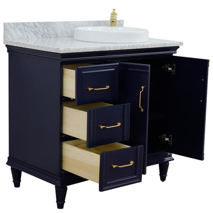 Bellaterra Blue 37" Single Vanity w/ Counter Top and Right Sink-Right Door 400800-37R-BU-WMRDR