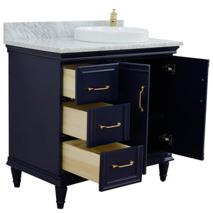 Bellaterra Blue 37" Single Vanity w/ Counter Top and Right Sink-Right Door 400800-37R-BU-WMRDR