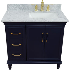Bellaterra Blue 37" Single Vanity w/ Counter Top and Right Sink-Right Door 400800-37R-BU-WMRR
