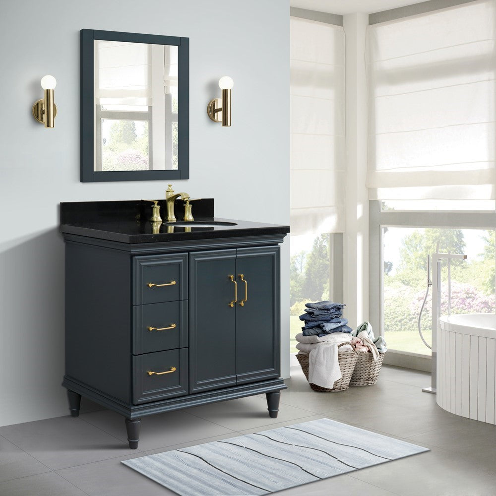 Bellaterra Dark Gray 37" Single Vanity w/ Counter Top and Right Sink-Right Door 400800-37R-DG-BGOR