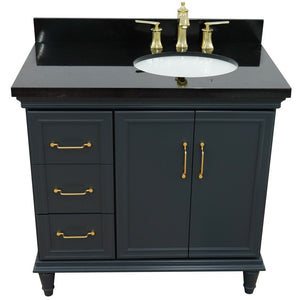 Bellaterra Dark Gray 37" Single Vanity w/ Counter Top and Right Sink-Right Door 400800-37R-DG-BGOR