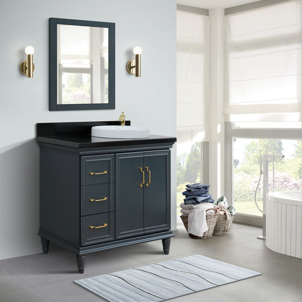 Bellaterra Dark Gray 37" Single Vanity w/ Counter Top and Right Sink-Right Door 400800-37R-DG-BGRDR