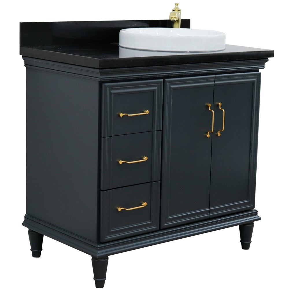 Bellaterra Dark Gray 37" Single Vanity w/ Counter Top and Right Sink-Right Door 400800-37R-DG-BGRDR