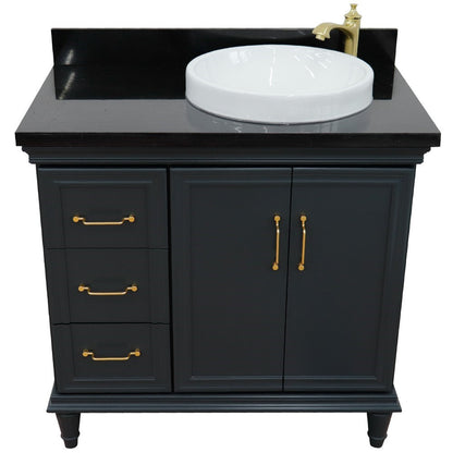 Bellaterra Dark Gray 37" Single Vanity w/ Counter Top and Right Sink-Right Door 400800-37R-DG-BGRDR