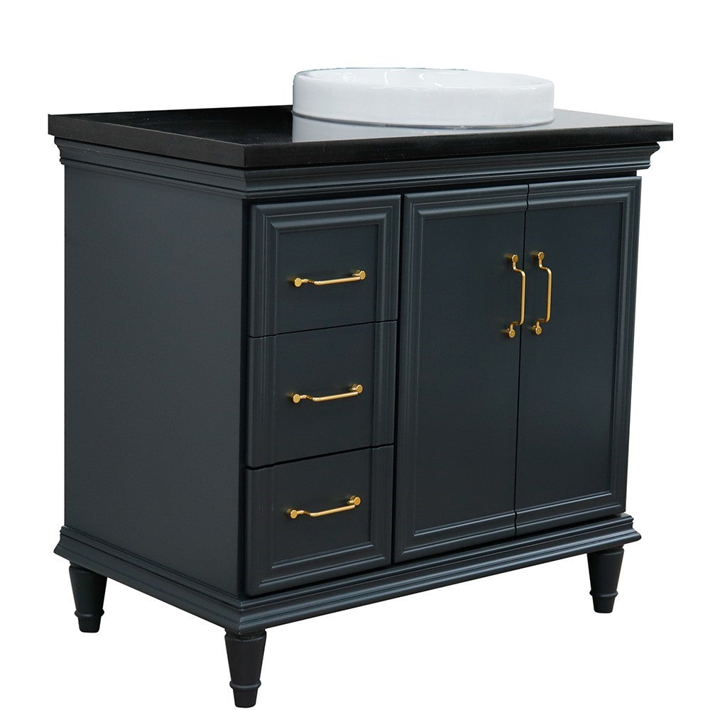 Bellaterra Dark Gray 37" Single Vanity w/ Counter Top and Right Sink-Right Door 400800-37R-DG-BGRDR