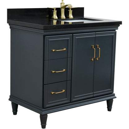 Bellaterra Dark Gray 37" Single Vanity w/ Counter Top and Right Sink-Right Door 400800-37R