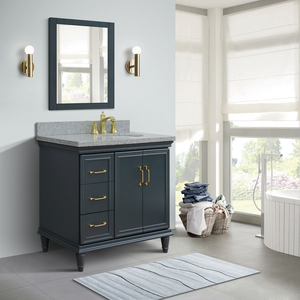 Bellaterra Dark Gray 37" Single Vanity w/ Counter Top and Right Sink-Right Door 400800-37R-DG-GYOR