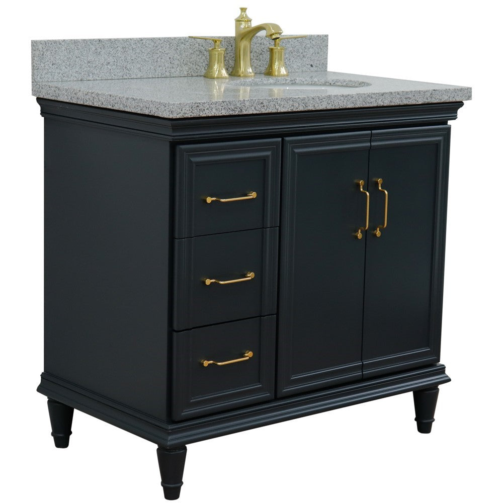 Bellaterra Dark Gray 37" Single Vanity w/ Counter Top and Right Sink-Right Door 400800-37R-DG-GYOR