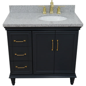 Bellaterra Dark Gray 37" Single Vanity w/ Counter Top and Right Sink-Right Door 400800-37R-DG-GYOR