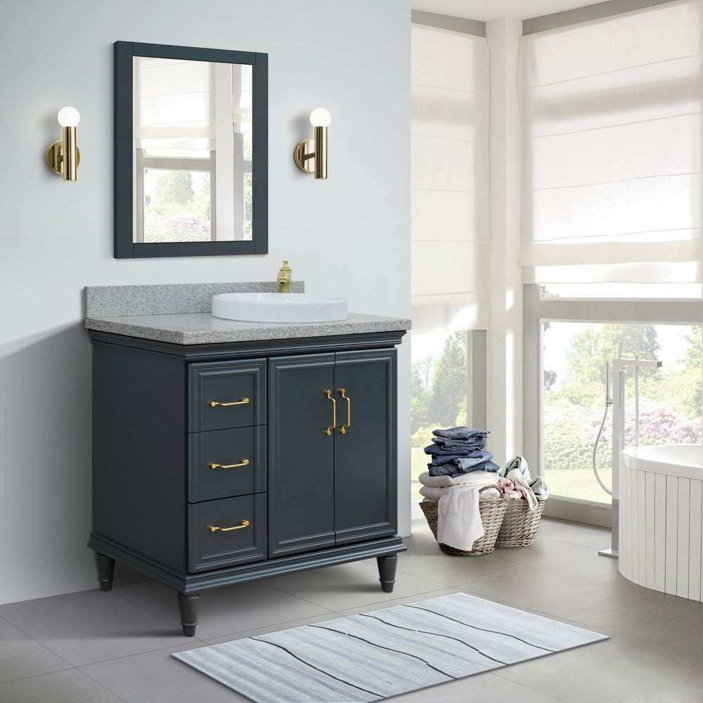 Bellaterra Dark Gray 37" Single Vanity w/ Counter Top and Right Sink-Right Door 400800-37R-DG-GYRDR