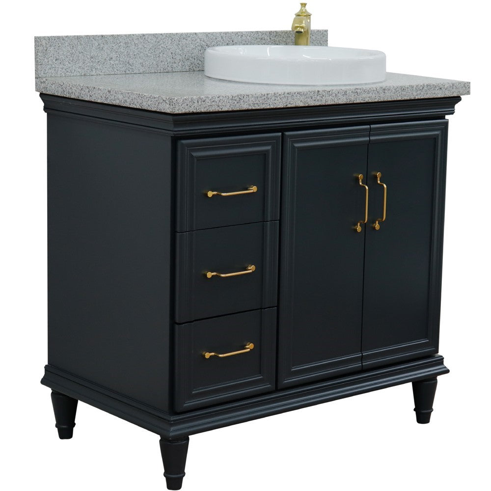 Bellaterra Dark Gray 37" Single Vanity w/ Counter Top and Right Sink-Right Door 400800-37R-DG-GYRDR