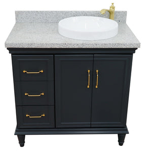 Bellaterra Dark Gray 37" Single Vanity w/ Counter Top and Right Sink-Right Door 400800-37R-DG-GYRDR