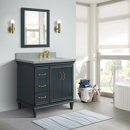 Bellaterra Dark Gray 37" Single Vanity w/ Counter Top and Right Sink-Right Door 400800-37R-DG-GYRR