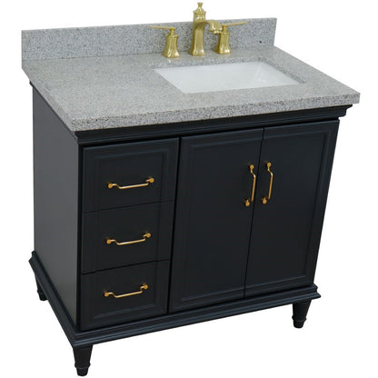 Bellaterra Dark Gray 37" Single Vanity w/ Counter Top and Right Sink-Right Door 400800-37R-DG-GYRR