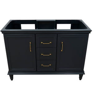 Bellaterra 48" Double Vanity - Cabinet Only 400800-48D-BU-DG-WH, Dark Gray, Front Top