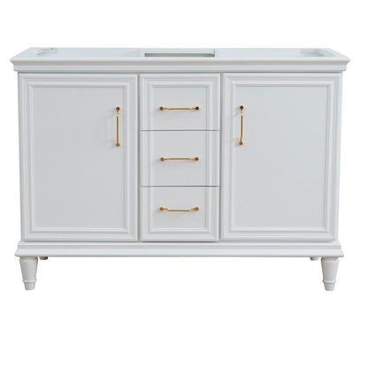 Bellaterra 48" Double Vanity - Cabinet Only 400800-48D-BU-DG-WH, White, Front