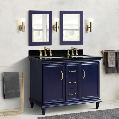 Bellaterra Forli 49" Freestanding Double Vanity with Counter Top and Sink Blue Finish 400800-49D-BU