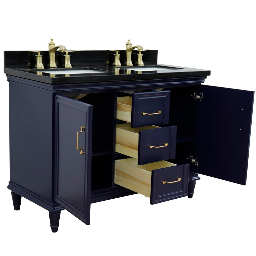 Bellaterra Forli 49" Freestanding Double Vanity with Counter Top and Sink Blue Finish 400800-49D-BU