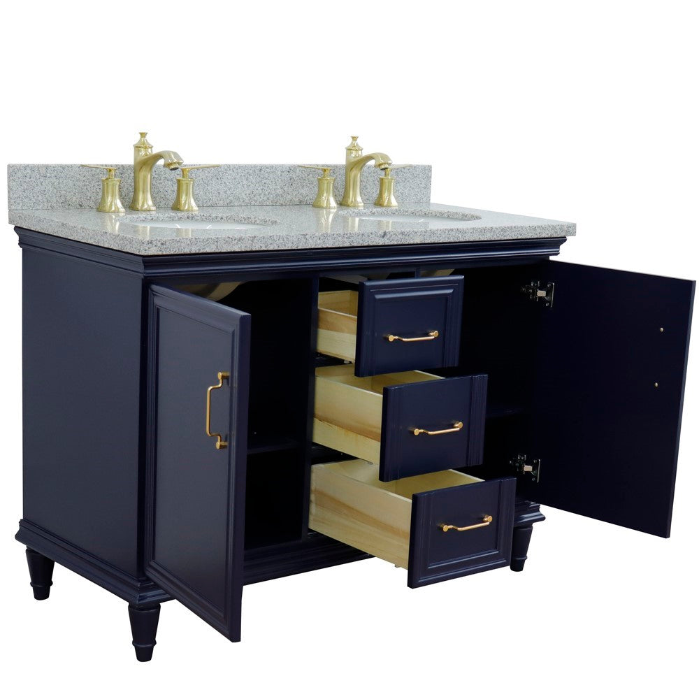 Bellaterra Forli 49" Freestanding Double Vanity with Counter Top and Sink Blue Finish 400800-49D-BU