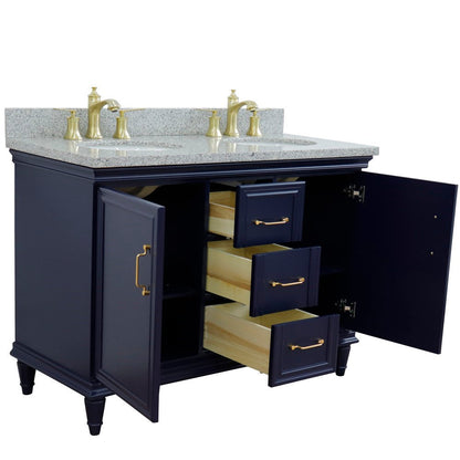 Bellaterra Forli 49" Freestanding Double Vanity with Counter Top and Sink Blue Finish 400800-49D-BU