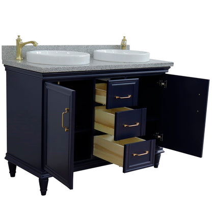 Bellaterra Forli 49" Freestanding Double Vanity with Counter Top and Sink Blue Finish 400800-49D-BU