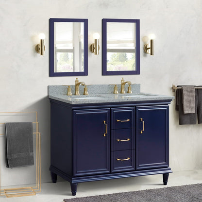 Bellaterra Forli 49" Freestanding Double Vanity with Counter Top and Sink Blue Finish 400800-49D-BU