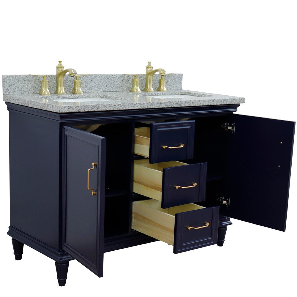 Bellaterra Forli 49" Freestanding Double Vanity with Counter Top and Sink Blue Finish 400800-49D-BU