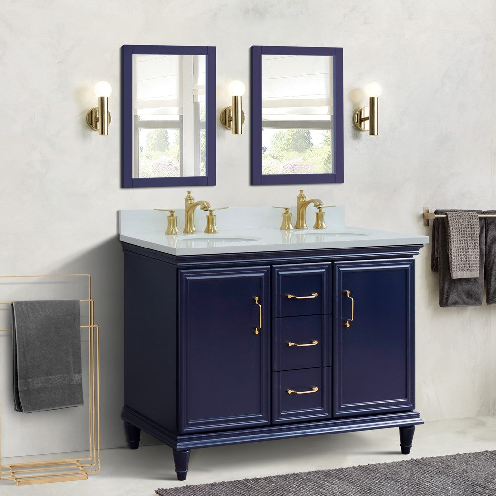 Bellaterra Forli 49" Freestanding Double Vanity with Counter Top and Sink Blue Finish 400800-49D-BU