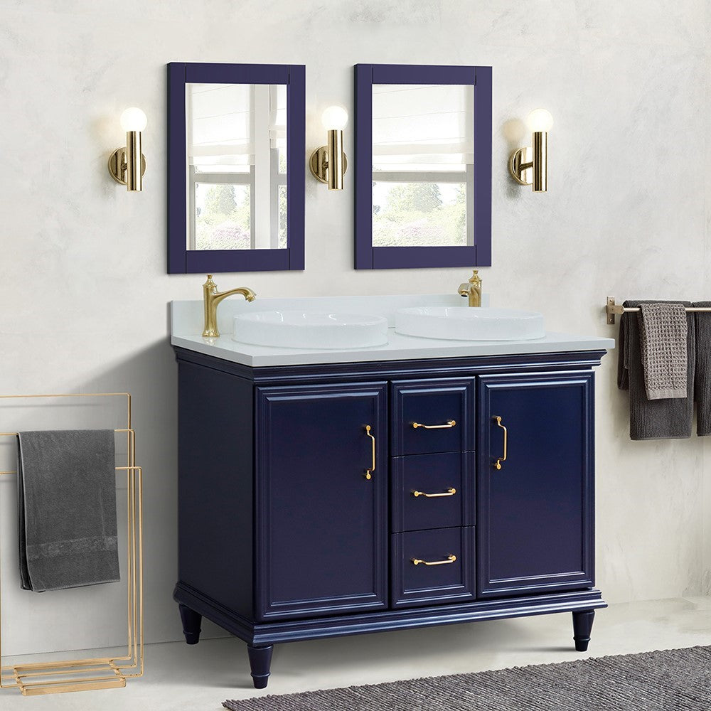 Bellaterra Forli 49" Freestanding Double Vanity with Counter Top and Sink Blue Finish 400800-49D-BU