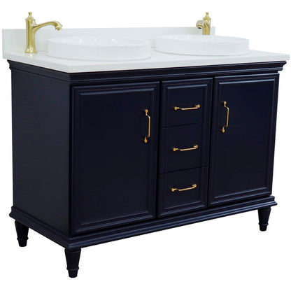 Bellaterra Forli 49" Freestanding Double Vanity with Counter Top and Sink Blue Finish 400800-49D-BU