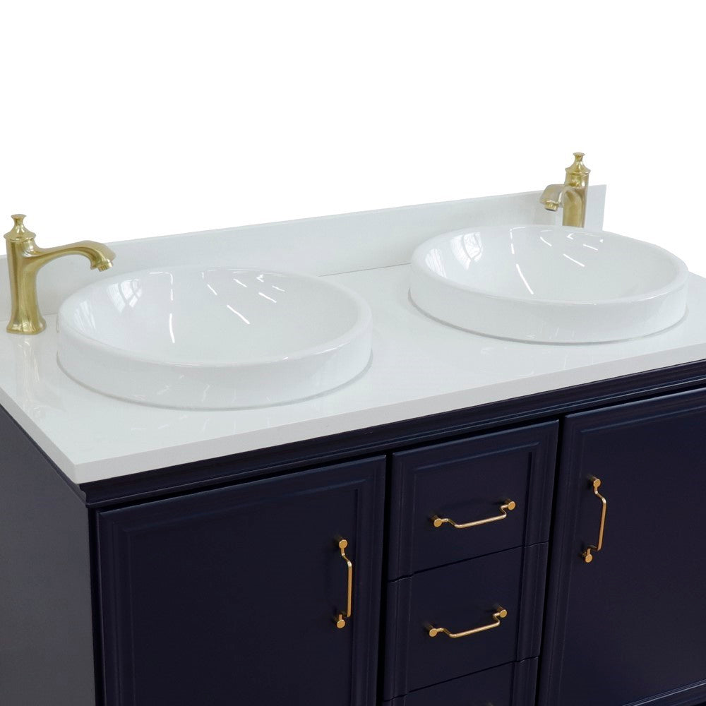 Bellaterra Forli 49" Freestanding Double Vanity with Counter Top and Sink Blue Finish 400800-49D-BU