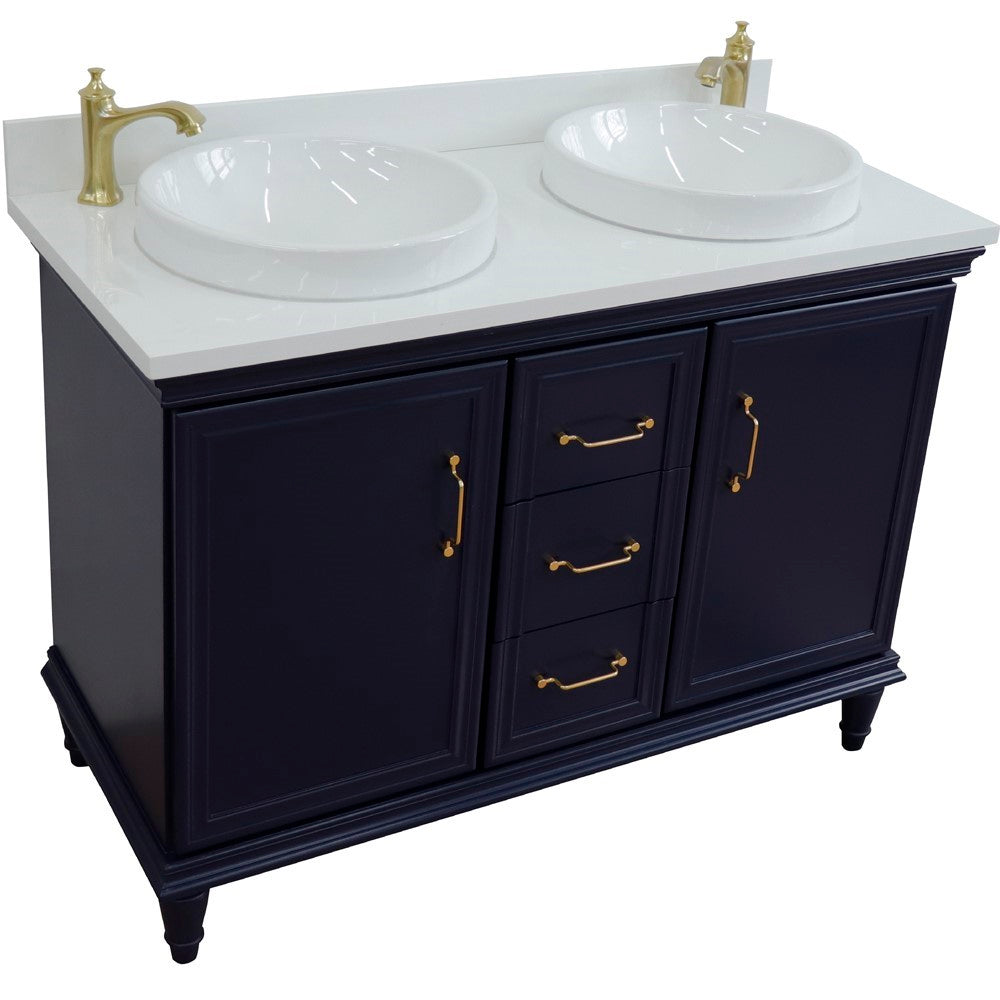 Bellaterra Forli 49" Freestanding Double Vanity with Counter Top and Sink Blue Finish 400800-49D-BU