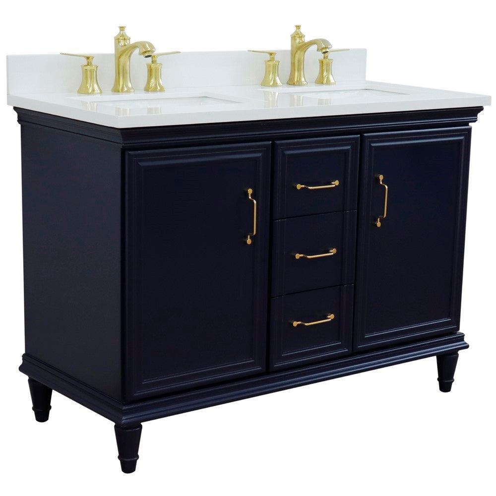 Bellaterra Forli 49" Freestanding Double Vanity with Counter Top and Sink Blue Finish 400800-49D-BU