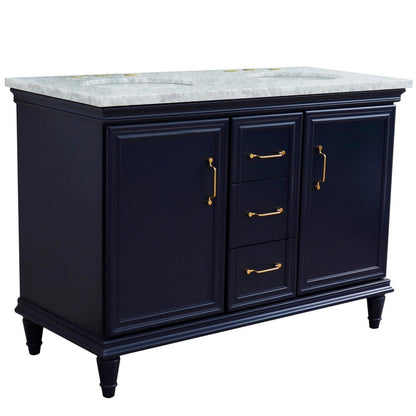 Bellaterra Forli 49" Freestanding Double Vanity with Counter Top and Sink Blue Finish 400800-49D-BU