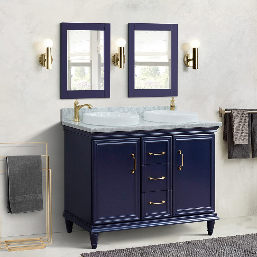 Bellaterra Forli 49" Freestanding Double Vanity with Counter Top and Sink Blue Finish 400800-49D-BU