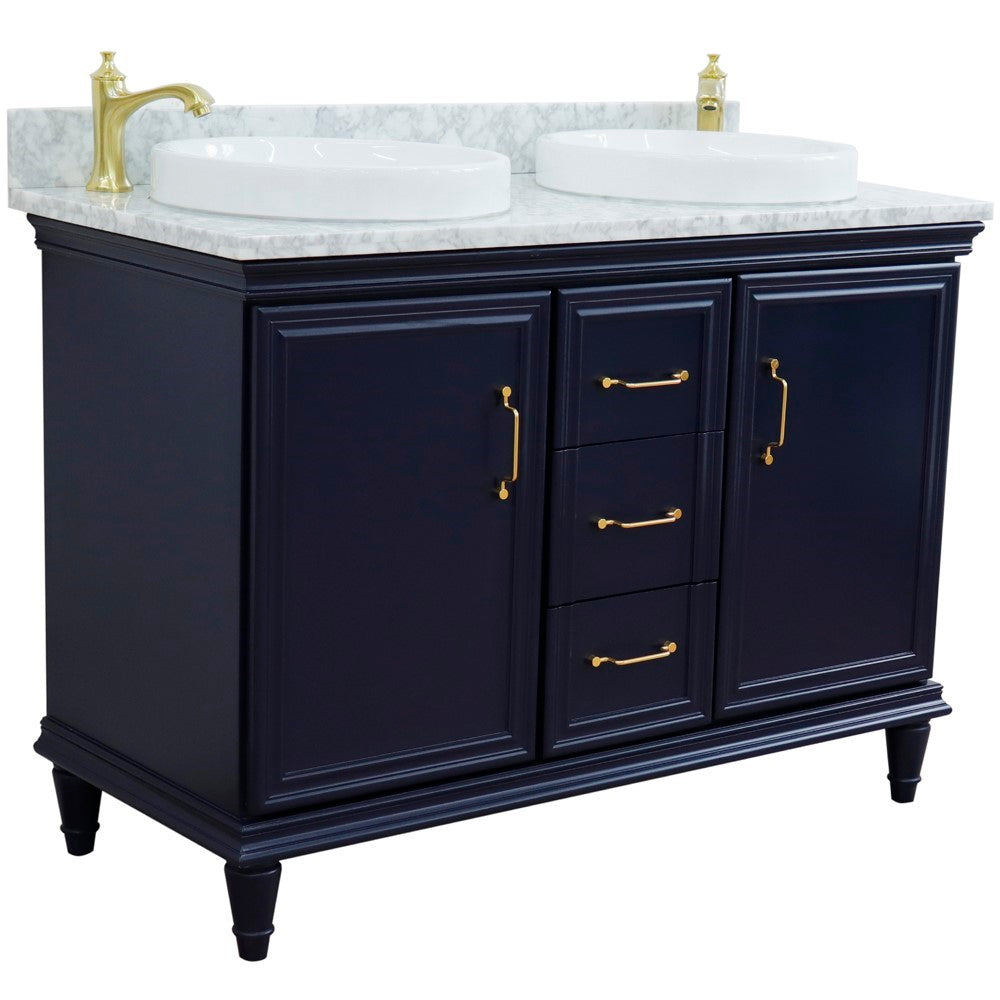 Bellaterra Forli 49" Freestanding Double Vanity with Counter Top and Sink Blue Finish 400800-49D-BU