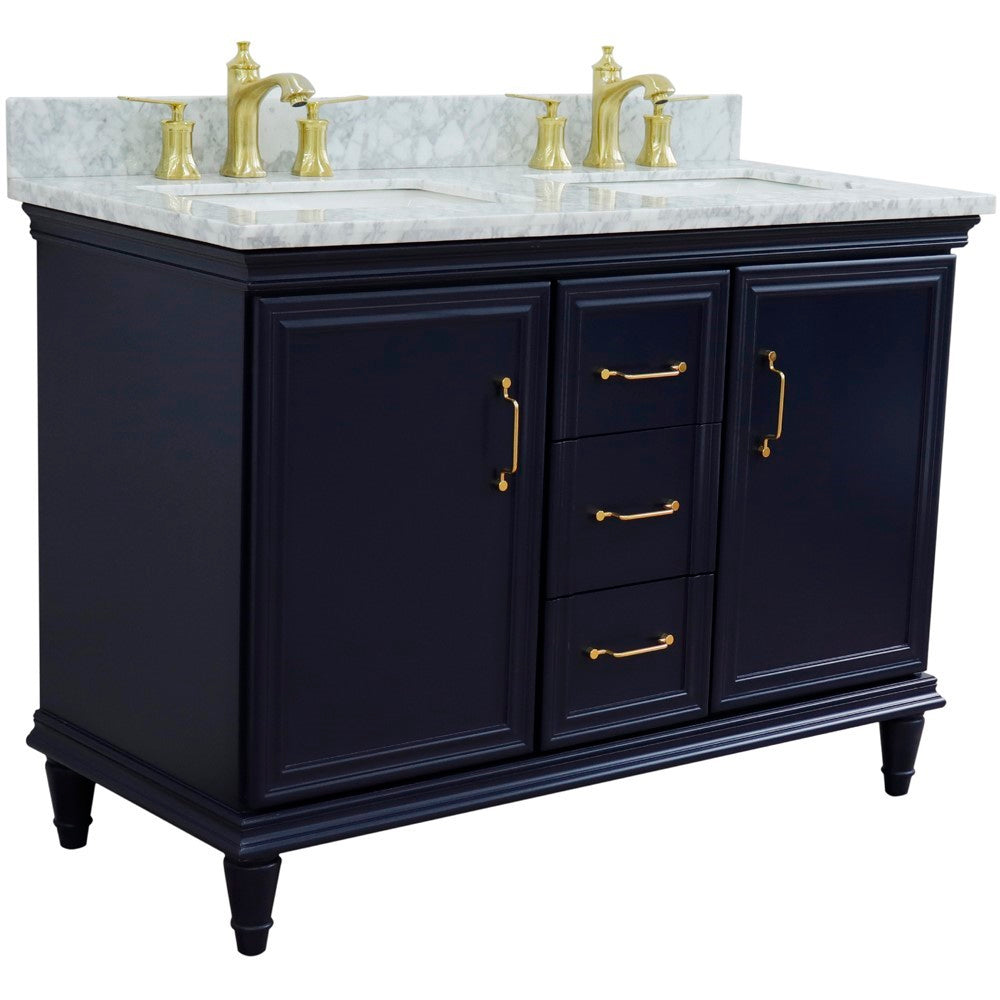 Bellaterra Forli 49" Freestanding Double Vanity with Counter Top and Sink Blue Finish 400800-49D-BU