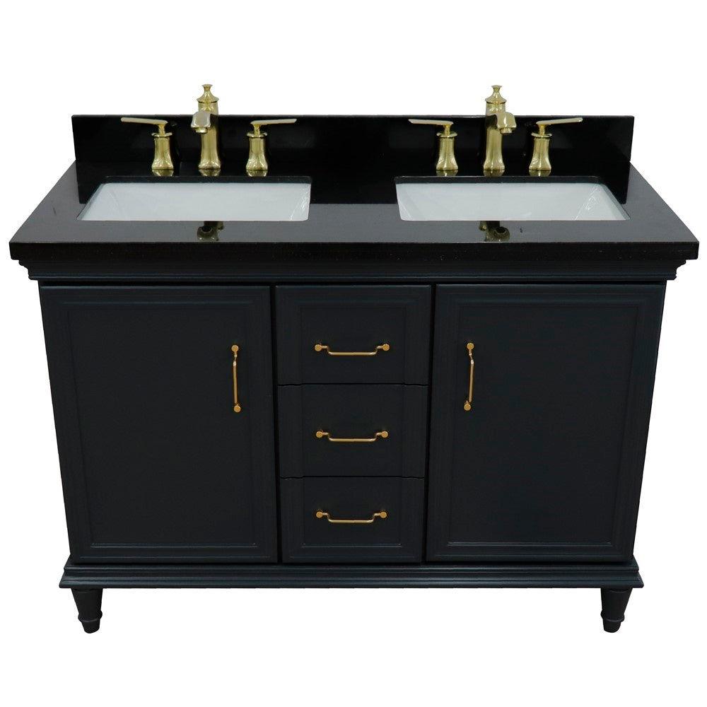 Bellaterra Forli Dark Gray 49" Double Vanity, Black Galaxy Counter Top Rectangle Sink