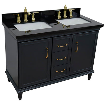 Bellaterra Forli Dark Gray 49" Double Vanity, Black Galaxy Counter Top Rectangle Sink