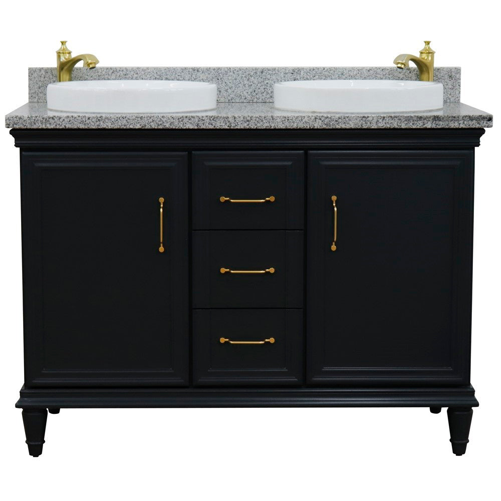 Bellaterra Forli Dark Gray 49" Double Vanity, Gray Counter Top Round Sink