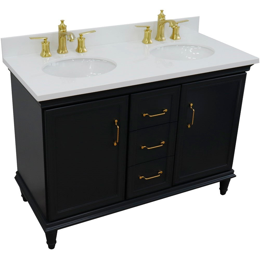 Bellaterra Forli Dark Gray 49" Double Vanity, White Counter Top Oval Sink