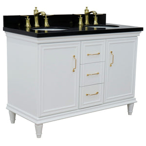 Bellaterra White  49" Double Vanity, Black Galaxy Top Oval Sink 400800-49D-WH