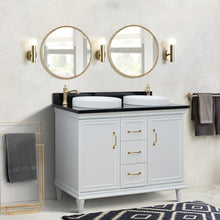 Load image into Gallery viewer, Bellaterra White  49&quot; Double Vanity, Black Galaxy Top Round Sink 400800-49D-WH