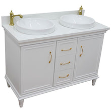 Load image into Gallery viewer, Bellaterra White  49&quot; Double Vanity, White Quartz Top Round Sink 400800-49D-WH