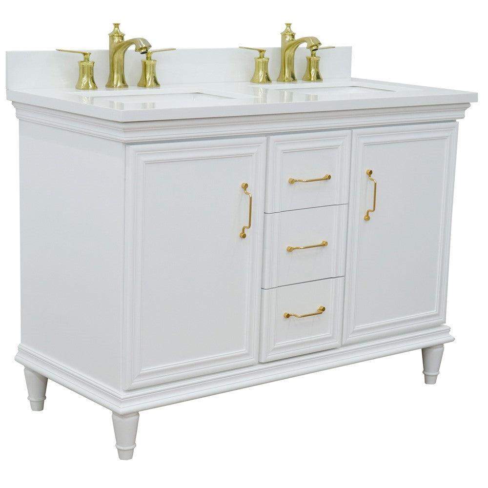 Bellaterra White  49" Double Vanity, White Quartz Top Rectangle Sink 400800-49D-WH