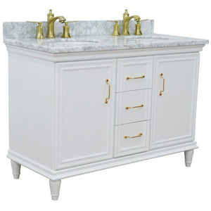 Bellaterra White  49" Double Vanity, White Carrara Marble Top Oval Sink 400800-49D-WH