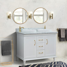 Load image into Gallery viewer, Bellaterra White  49&quot; Double Vanity, White Carrara Marble Top Round Sink 400800-49D-WH