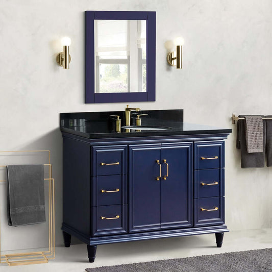 Bellaterra Shlomo - to Split 49" Single Vanity w/ Counter Top and Sink Blue Finish 400800-49S-BU-BGO