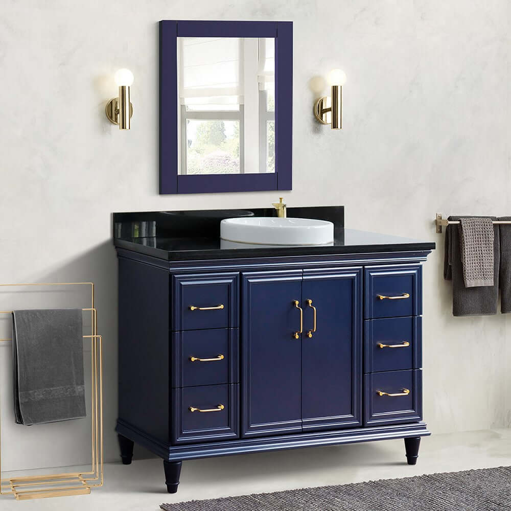 Bellaterra Shlomo - to Split 49" Single Vanity w/ Counter Top and Sink Blue Finish 400800-49S-BU-BGRD